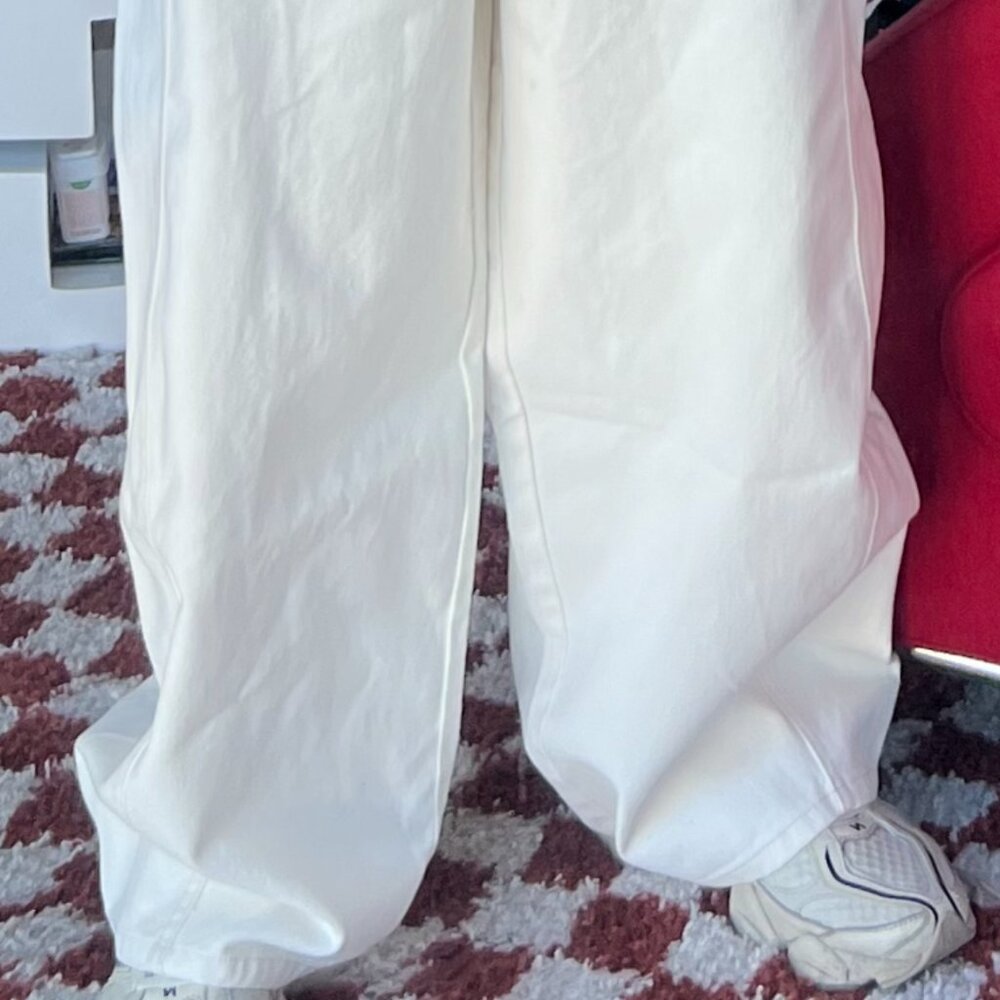 Bershka Cream High-Waisted Pants, Size 14